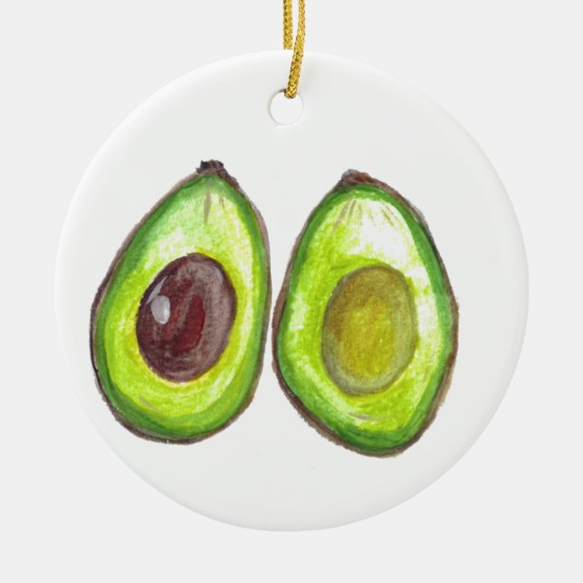 Adorno De Cerámica Harina de aguacate verde acuarela vegana Vegeteria (Frente)