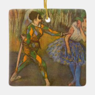 Adorno De Cerámica Harlequin y Columbine por Edgar Degas Vintage Art