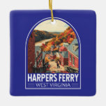 Adorno De Cerámica Harpers Ferry West Virginia Travel Art Vintage<br><div class="desc">Harpers Ferry retro diseño de viajes vectores. Harpers Ferry es un pueblo de Virginia Occidental. Los senderos recorren el Parque Histórico Nacional Harpers Ferry,  que cuenta con edificios del siglo XIX.</div>