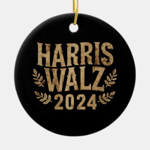 Adorno De Cerámica Harris Tim Walz Escudo Vintage Harris Waltz 2024