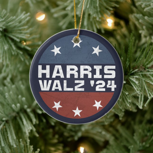 Adorno De Cerámica Harris Walz 2024 Campaign USA Flag (Árbol)