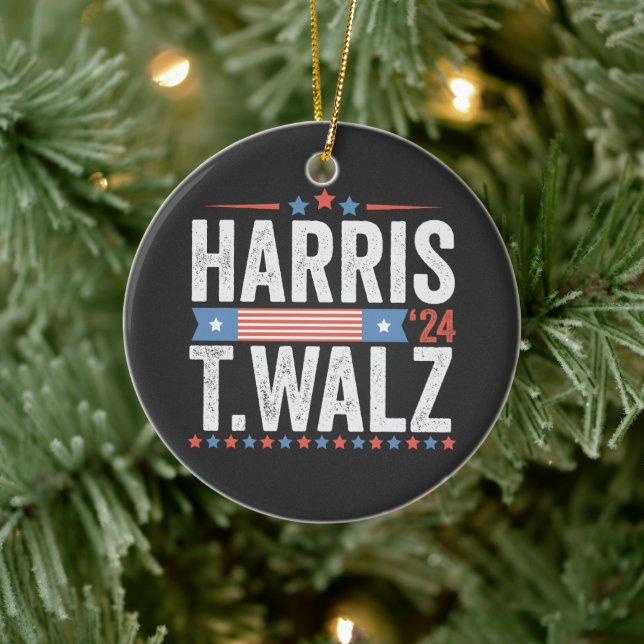 Adorno De Cerámica Harris Walz 2024 Elecciones Kamala Tim Waltz (Árbol)