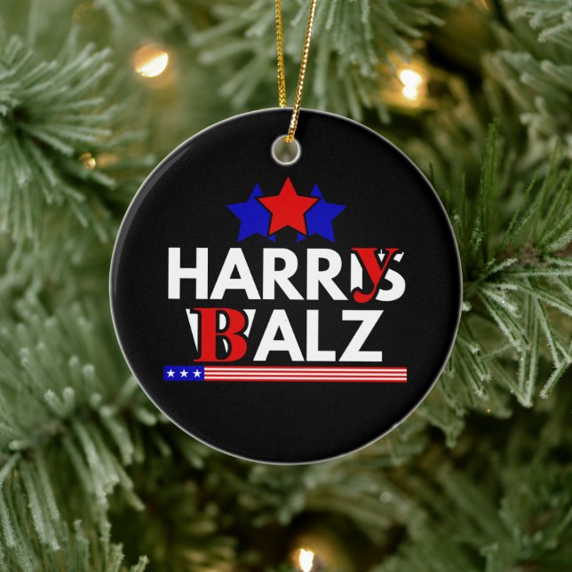 Adorno De Cerámica Harris Walz 24 Harry Balz 2024 Meme Democratics (Árbol)