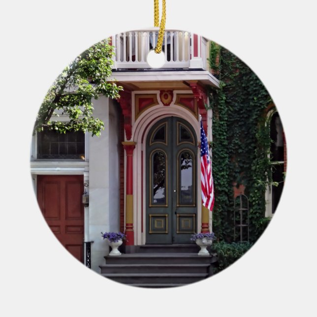 Adorno De Cerámica Harrisburg PA - Puertas verdes y rojas (Frente)