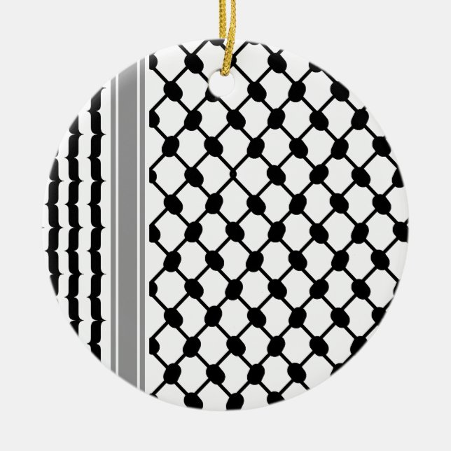 Adorno De Cerámica Hatta Keffiyeh Kufiya Folk Palestino (Patrón 2) (Frente)