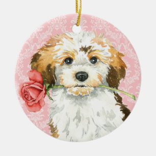 Adorno De Cerámica Havanese subió tarjeta del día de San Valentín
