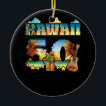 Adorno De Cerámica Hawái 50.ª Playa Estatal De Hawái Hibiscus 50 Maui<br><div class="desc">Aloha Beaches Beach Hawaiian Hawaii 70s 80s lanzamientos de las islas tropicales del estado de Aloha para surfistas, novias, novios, novios, novios, novios, novios, ropa de camisas tropicales hawaianas en vacaciones de verano. ¿Te apetece Hawai? Diseño de Aloha Hawaiian Tiki. Usa este gráfico en la playa o en tu próximo...</div>