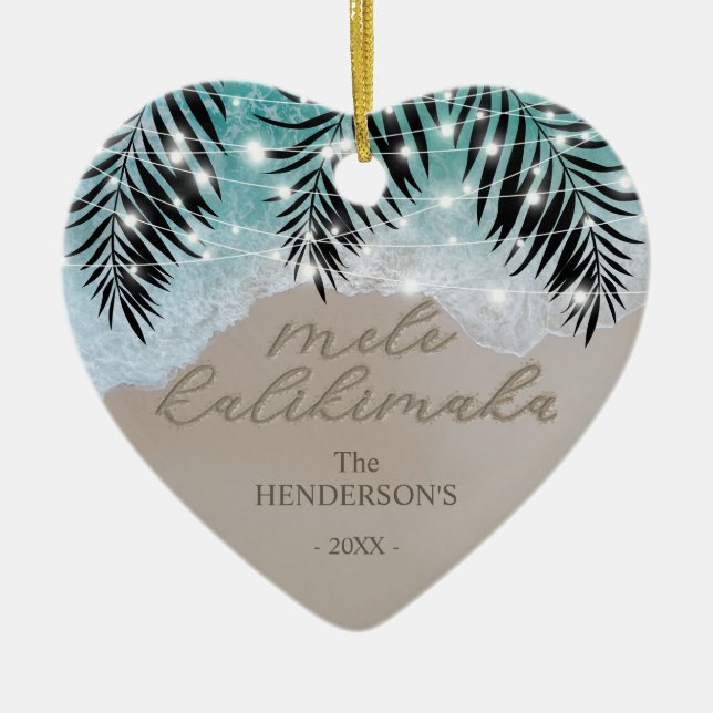 Adorno De Cerámica Hawaiano Mele Kalikimaka Tropical (Frente)