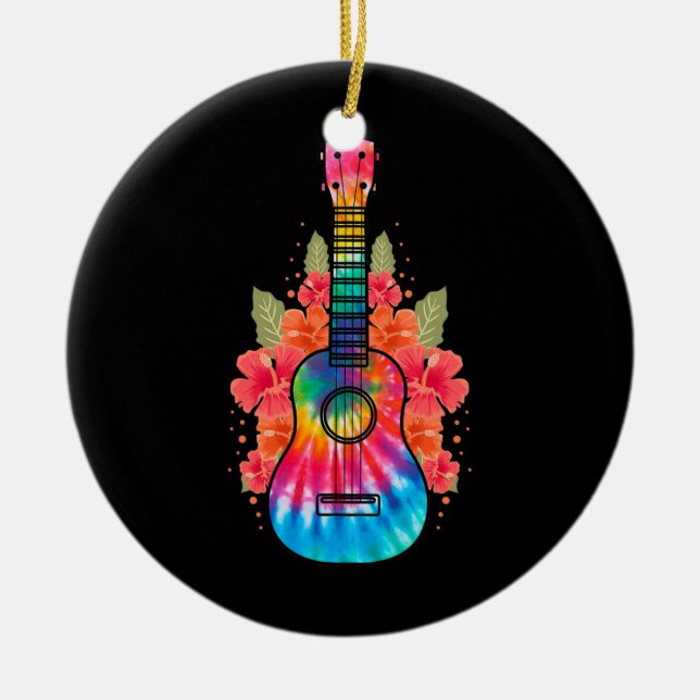 Adorno De Cerámica Hawaii Uke Flor Ukulele Guitar (Frente)