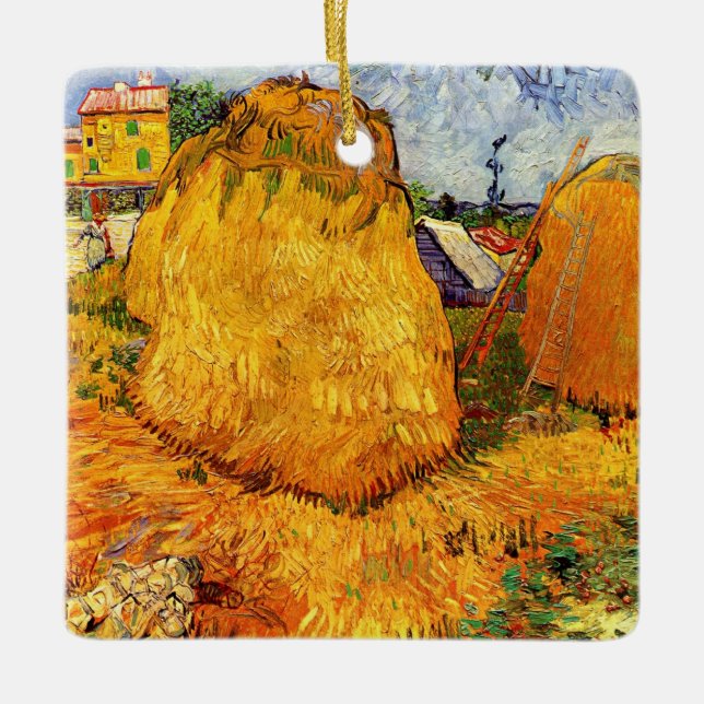 Adorno De Cerámica Haystacks en Provenza por Vincent van Gogh (Anverso)