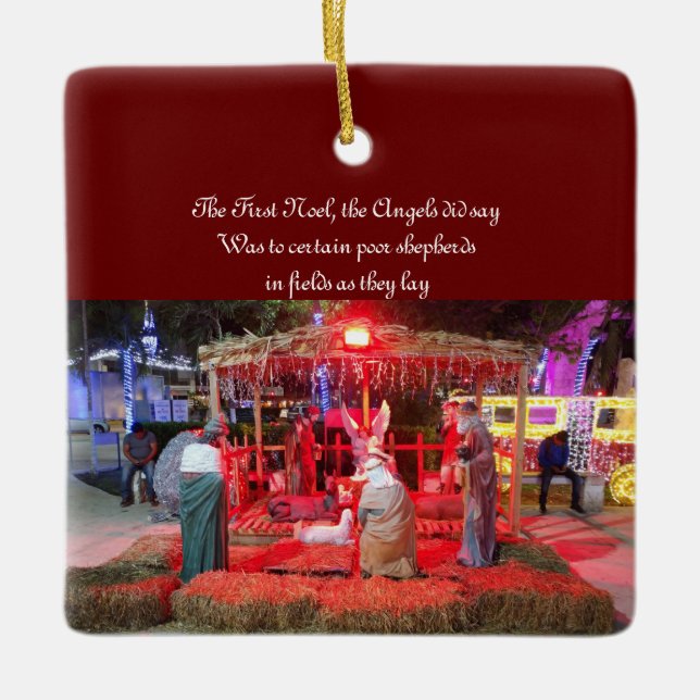 Adorno De Cerámica hazaña de la escena de la natividad. chicos en tel (Anverso)