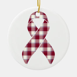 Adorno De Cerámica Head and Neck Cancer Awareness Plaid Burgundy