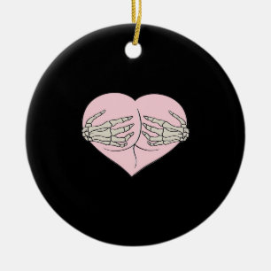 Adorno De Cerámica Heart Butt Hug Skeleton Hands Classic