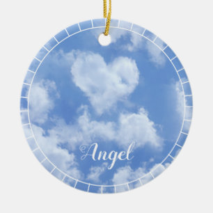 Adorno De Cerámica Heart Cloud Sky Cute Modern Blue Custom Wedding