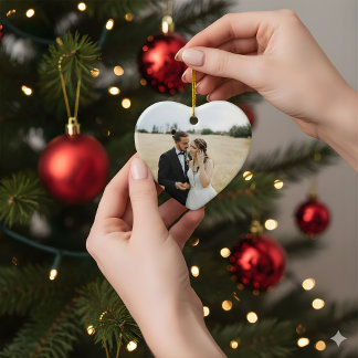Adorno De Cerámica Heart First Christmas Ornament | Newlywed Photo 