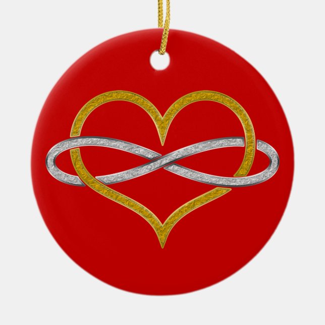 Adorno De Cerámica Heart Infinity Gold Silver (Frente)