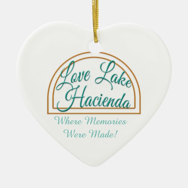 Adorno De Cerámica Heart Love Lake Hacienda Ornament (Frente)