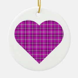 Adorno De Cerámica Heart Plaid Pink Purple Black