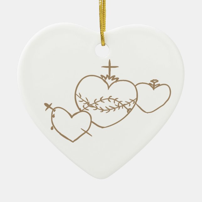 Adorno De Cerámica Hearts Rosary Christmas Ornament (Frente)
