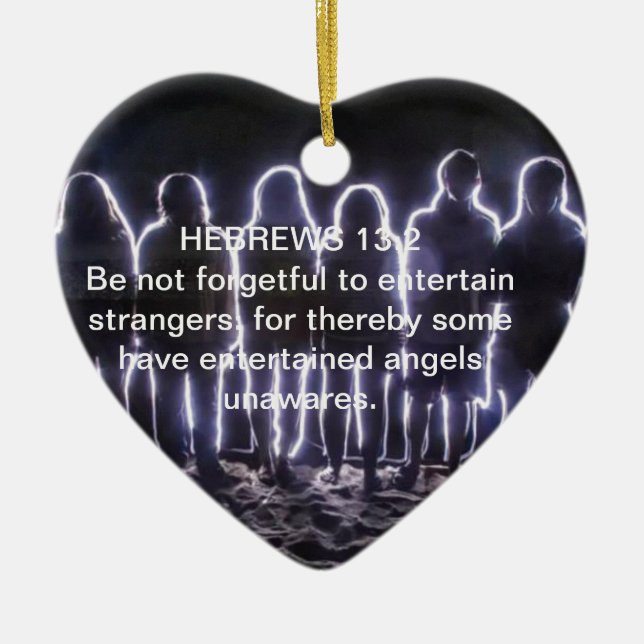 ADORNO DE CERÁMICA HEBREWS 13:2 ANGELES DE ENTRETENIMIENTO (Frente)