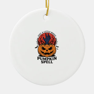 Adorno De Cerámica Hechizo de calabaza vintage Halloween Bruja Arte d