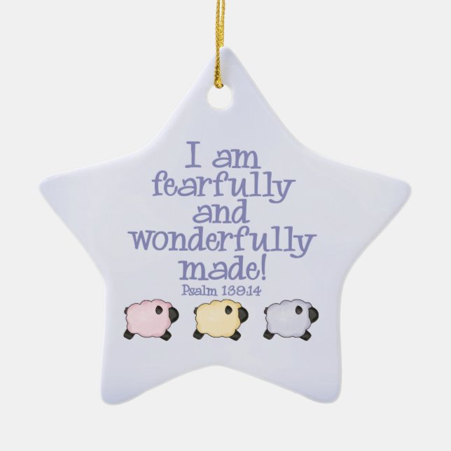 Adorno De Cerámica Hecho con miedo y maravilla - Azul (Frente)