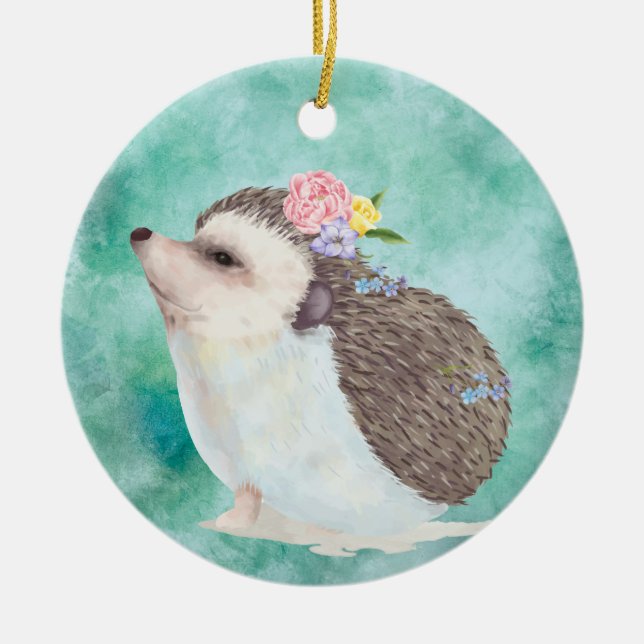 Adorno De Cerámica Hedgehog acuarela (Frente)