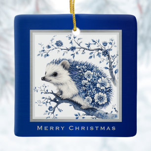 Adorno De Cerámica Hedgehog Chinoiserie Navidades Florales en toile a