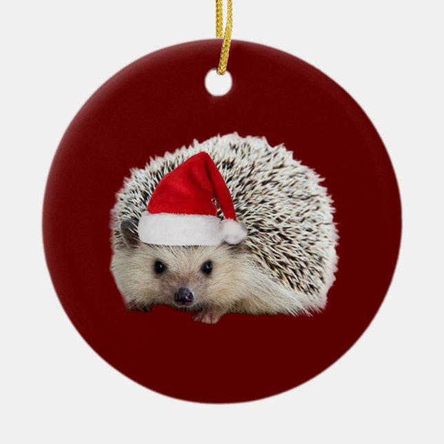 Adorno De Cerámica Hedgehog Con Navidades De Gorra Scaft (Frente)