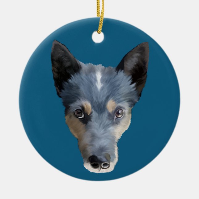 Adorno De Cerámica Heeler azul/perro australiano del ganado (Frente)