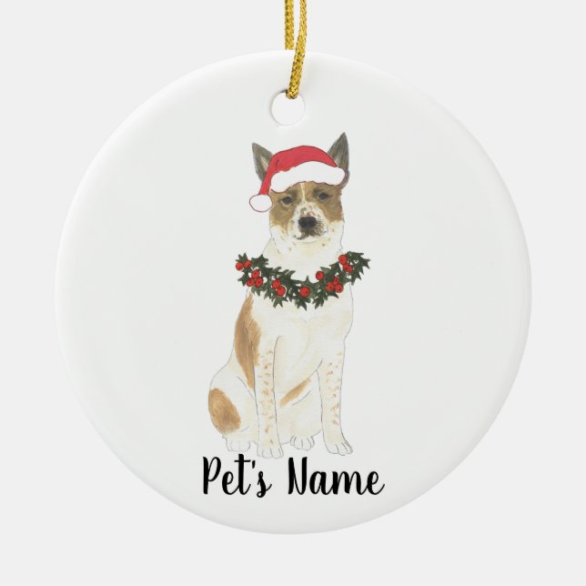 Adorno De Cerámica Heeler de Cattledog personalizado (rojo y blanco) (Frente)