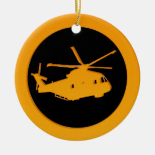 Adorno De Cerámica Helicóptero del oro
