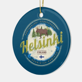 Adorno De Cerámica Helsinki, capital del alce de Finlandia, recuerdo 