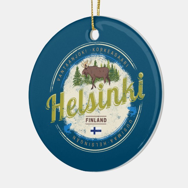 Adorno De Cerámica Helsinki, capital del alce de Finlandia, recuerdo  (Izquierda)