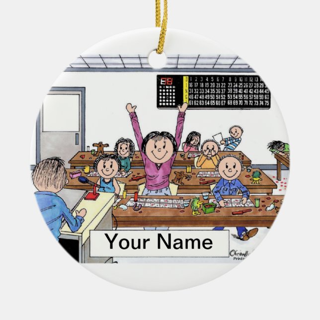 Adorno De Cerámica Hembra del jugador del bingo (Frente)