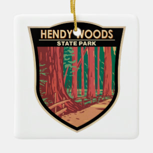 Adorno De Cerámica Hendy Woods State Park California Badge Vintage