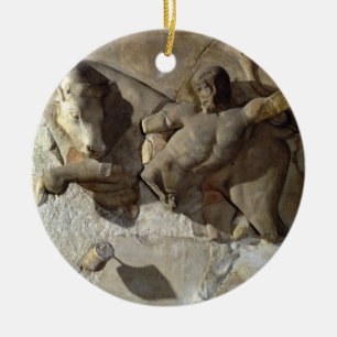 Adorno De Cerámica Hércules luchando contra el Toro Cretense, uno de 