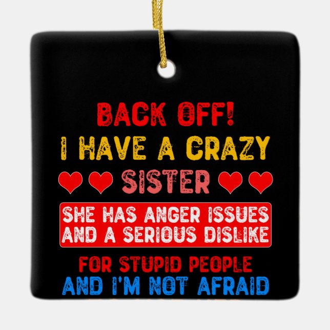 Adorno De Cerámica Hermana divertida dice (Anverso)