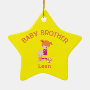 Adorno De Cerámica Hermana grande con estrella del nombre del bebé he