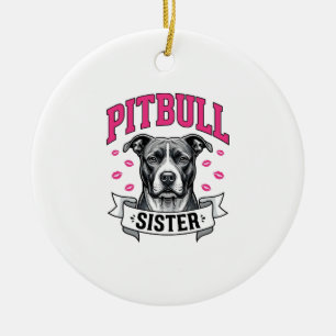 Adorno De Cerámica Hermana Pitbull Diseño Vectorial Vintage Amante Pe