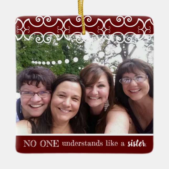 Adorno De Cerámica Hermana Rustic Elegant 2-Photo Moderno Navidades (Anverso)