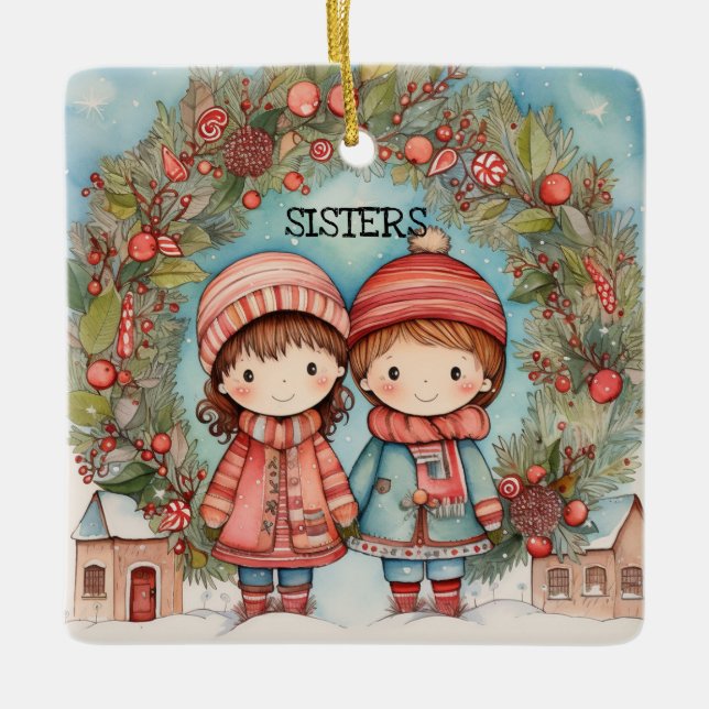 Adorno De Cerámica Hermanas de Cute (Anverso)