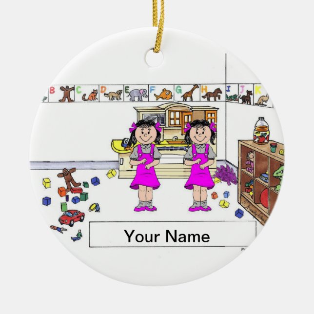 Adorno De Cerámica Hermanas gemelas (Frente)