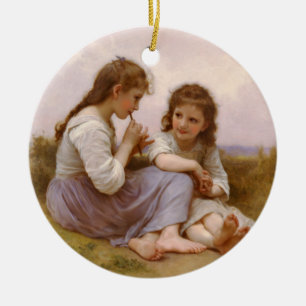 Adorno De Cerámica Hermanas y música de flauta por Bouguereau