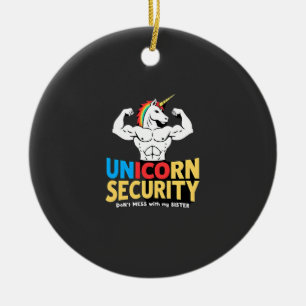 Adorno De Cerámica Hermano Divertido Unicornio Seguridad No Jodas Con