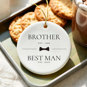 Adorno De Cerámica Hermano Padrino de Boda Custom Est