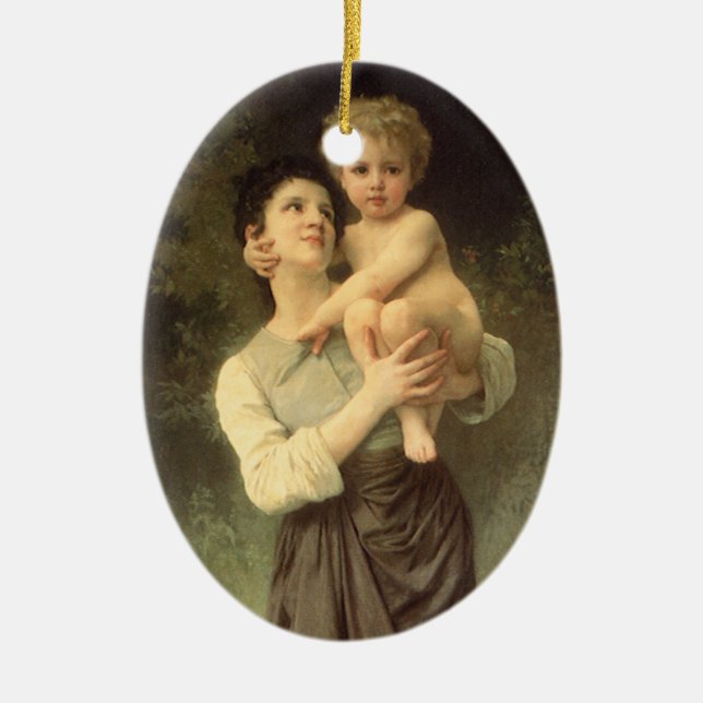 Adorno De Cerámica Hermano y hermana de William Adolphe Bouguereau (Frente)