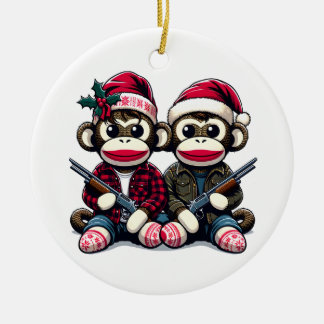 Adorno De Cerámica Hermanos Cazadores De Monos Conjuntos En Navidades