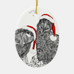 Adorno De Cerámica Hermanos Eagle Santa Ornament E15 +E16 En Nido