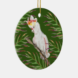 Adorno De Cerámica Hermosa acuarela cacatúa dibujo a mano de loro